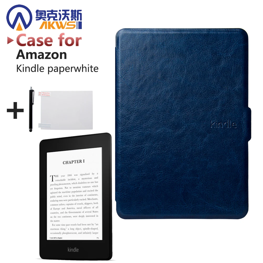 New Ultra Slim Smart Cover PU Leather case for Kindle Paperwhite 1/2/3 ereader +Screen