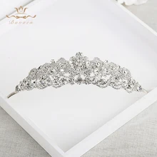 New Sparkling Brides Star Crystal Tiaras Crowns Gold Wedding Hairbands Evening Hair Accessories Evening Hair Jewelry