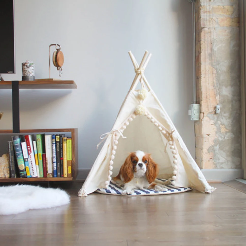 Чистый белый кровать собаки собака дома pet играть в игры дома вигвама палатка с коврик