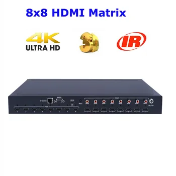 

PUZHIJIE 8X8 HDMI Matrix Switcher 4K2K 60HZ Ultra HD 8 Displays HDMI 2.0 Supports HDCP 2.2 / 1.4 EDID DTS Dolby 1080P HDTV