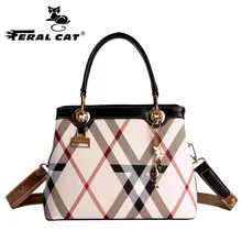 Feral cat lujo de las mujeres bolsos de diseñadores famosos bolsos de hombro de cuero de alta calidad de la muchacha femenina crossbody messenger bag 6016
