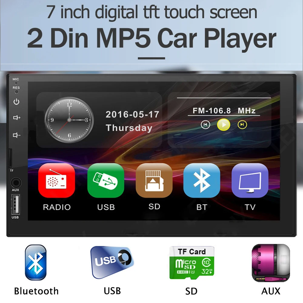 

2din 7 Inch Car MP5 Video Player 2 Din Multimedia Auto Radio Bluetooth Touch Screen Universal Mirror Link USB TF AUX GPS 46