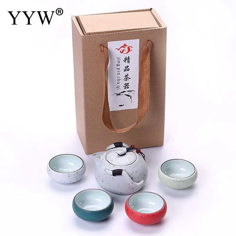 

5pcs Teaware Sets Exquisite Colorful Small Porcelain Tea Cups White/Red Teapots Office Mug Gift Drinkware Durable Tea Ceremony