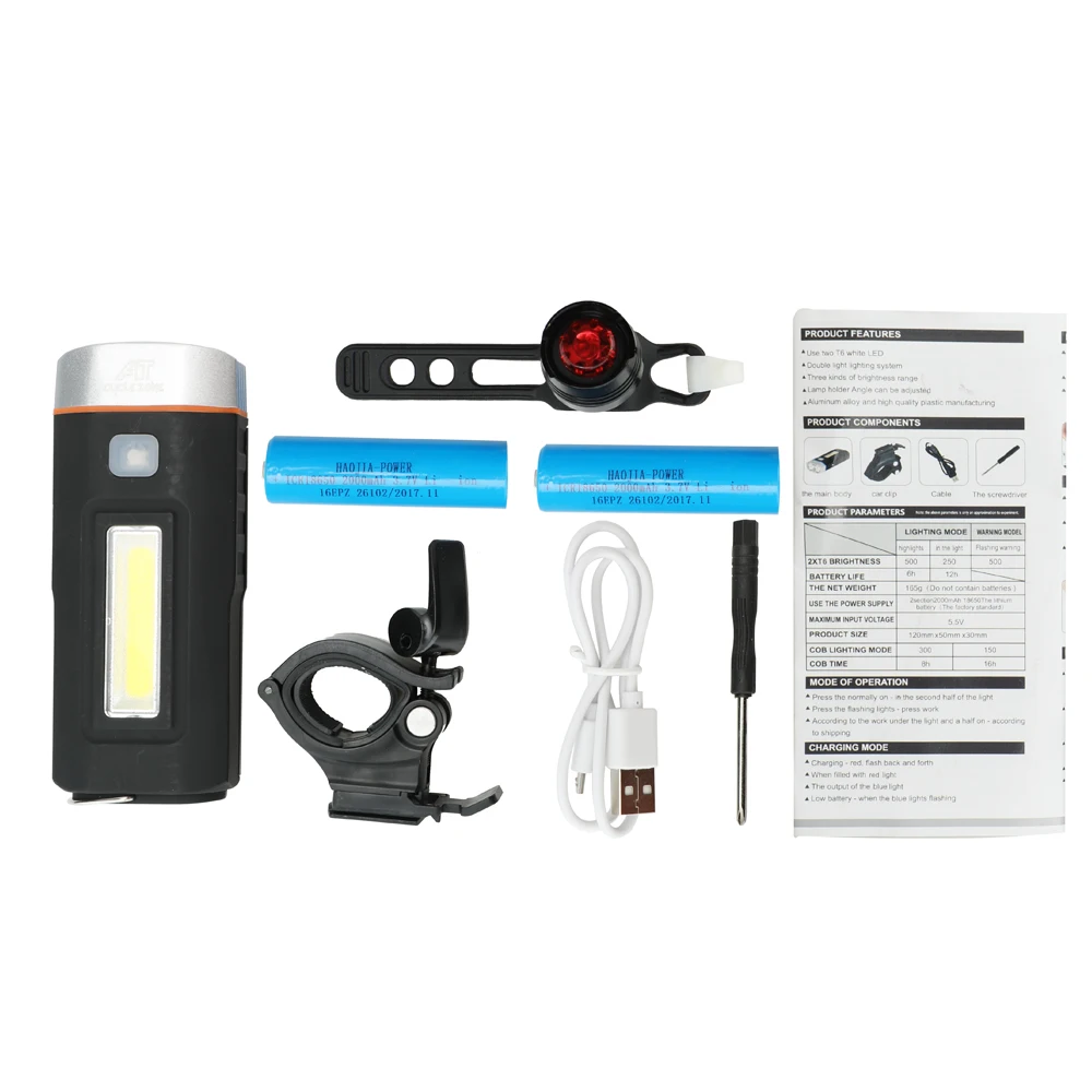 Top 1 Set COB Bicycle Bike Light Cycling Front Light Floodlight +MTB Road Taillight Night Rear Bike Light Bicycle Accessories Parts 1 Top 1 Set COB Bicycle Bike Light Cycling Front Light Floodlight +MTB Road Taillight Night Rear Bike Light Bicycle Accessories Parts 1