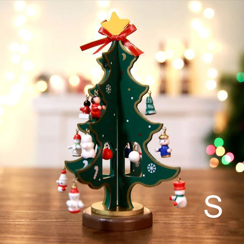 

Miniature Christmas Ornaments Wooden Mini Christmas Tree Desktop Decor Crafts Gift Home Party Decor YU-Home