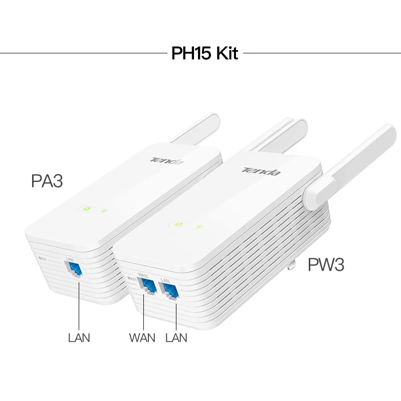 1 пара Tenda PH15 Gigabit сетевой Ethernet адаптер 1000 м PLC Беспроводной Wi Fi Extender Powerline сети IPTV