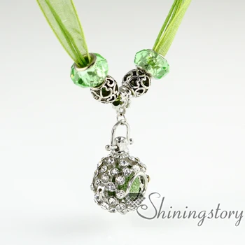 

rhinestone organza big whole charm bead volcanic stone wholesale diffuser necklace aromatherapy necklace essential oil diffuser