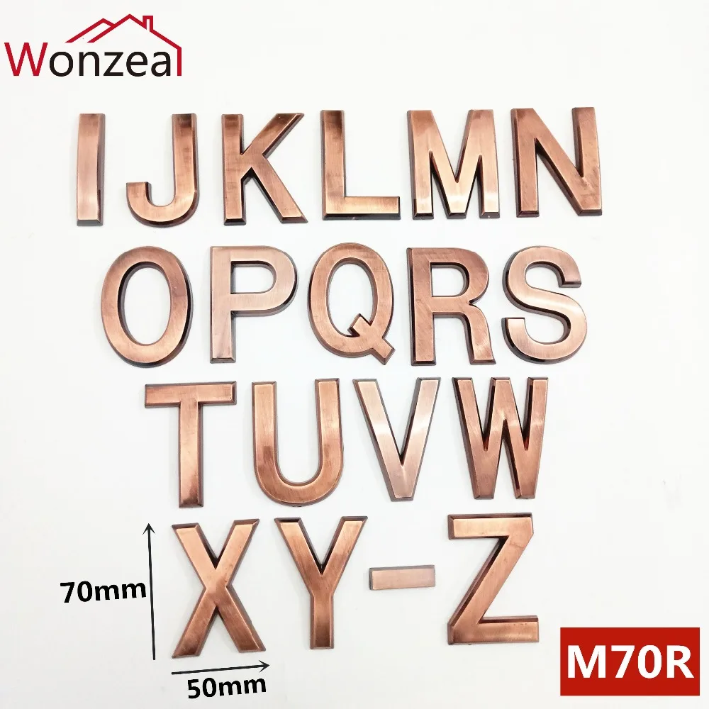 Wonzeal 70 мм 0123456789A Z ABS пластик красная медь современный адрес двери табличка номер