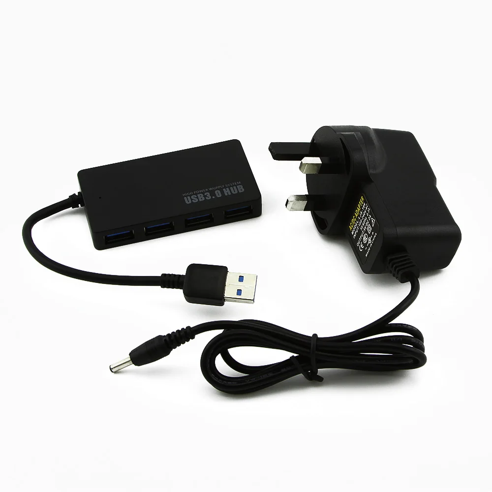 4 порта USB 3,0 концентратор Портативный Ультратонкий USB разветвитель с AU/EU/US/UK внешний адаптер питания для Windows XP/Vista/7/8 MAC - Цвет: as picture show