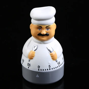 

30pcs Cooking Kitchen Timer Chef Shaped Timer Kitchen Knife Fork Dial Alarm Plastic Clock Electronic Kitchen Accessories