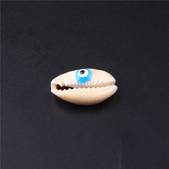 

10Pcs White Cowrie Shell Cute Blue Evil Eye Shell Charm Crafts Natural Loose Seashell for Jewelry Making DIY Tribal Decorations