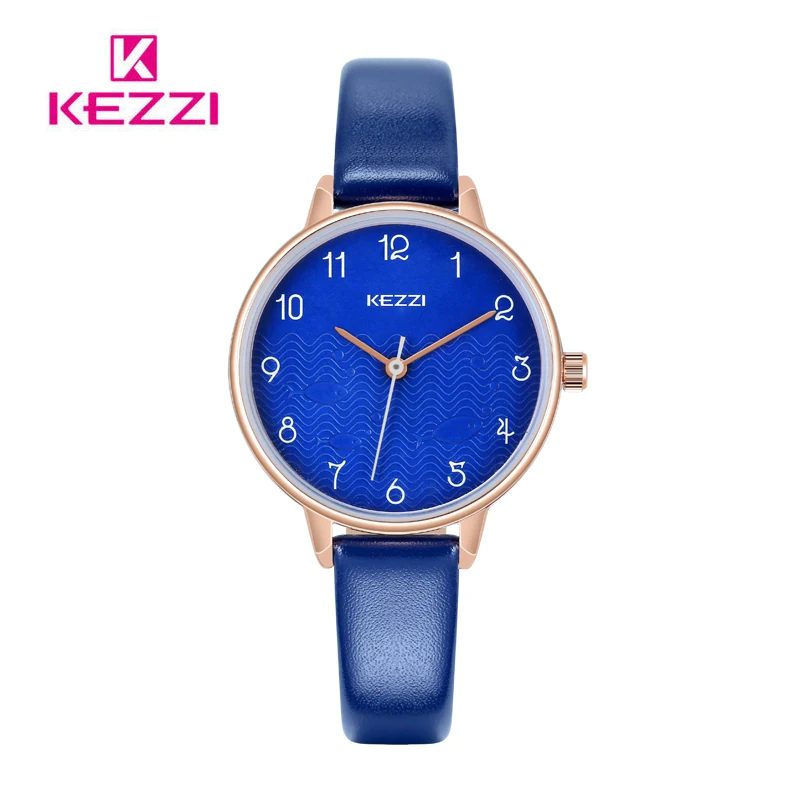 Kezzi Fashion Wave Fish Pattern Watch Woman Waterproof Quartz