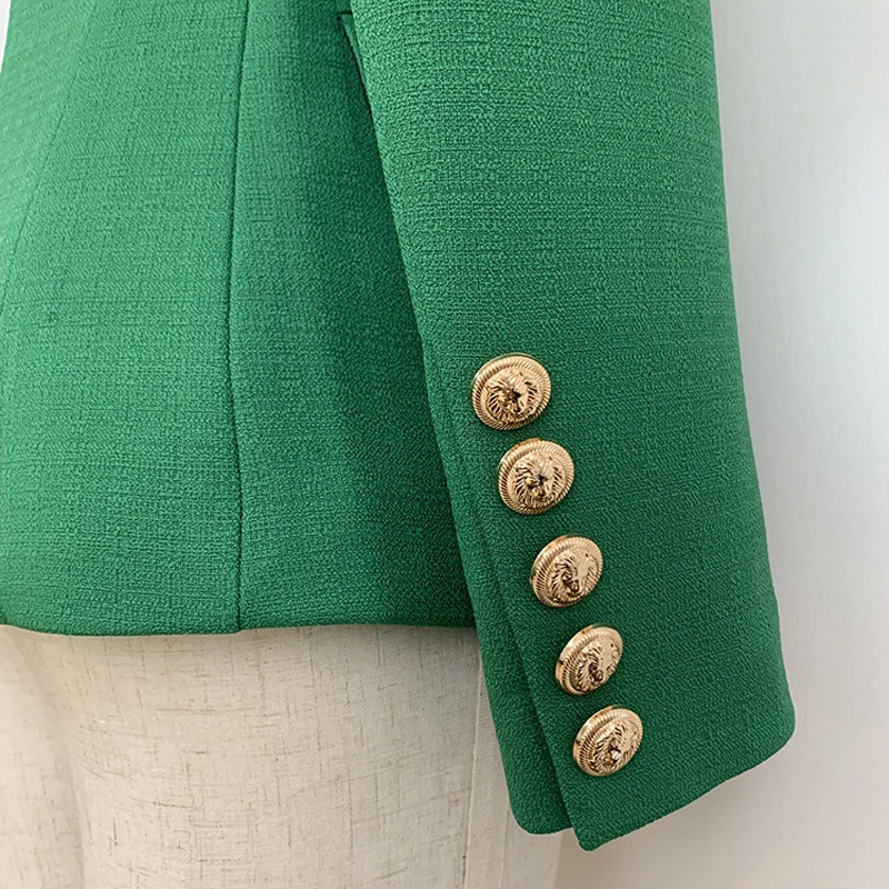 High Quality 2019 Designer Office Lady Blazer Women's Double Breasted Lion Buttons Slim Jackets And Blazers Feminino Outerwear