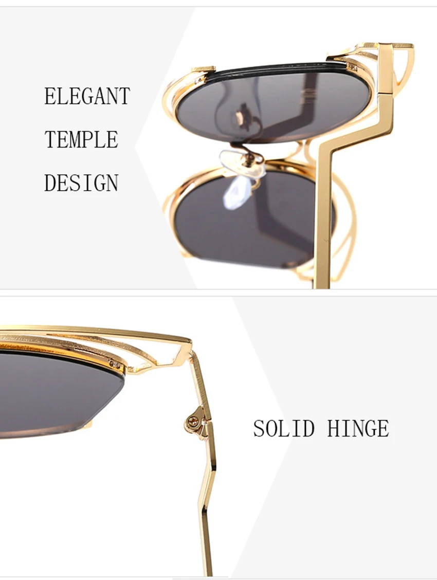 SOL DE ORO мужские и женские трендовые Модные солнцезащитные очки с металлической оправой очки для глаз кошки дикие Anti-UV400 солнцезащитные очки