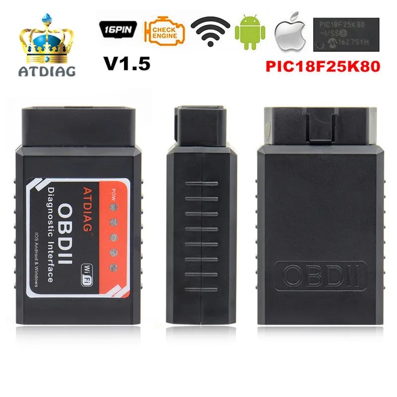 ATDIAG PIC18F25K80 чип супер OBD OBD2 ELM327 wifi V1.5 аппаратное обеспечение работает Android/iOS для телефона Android работает дизель