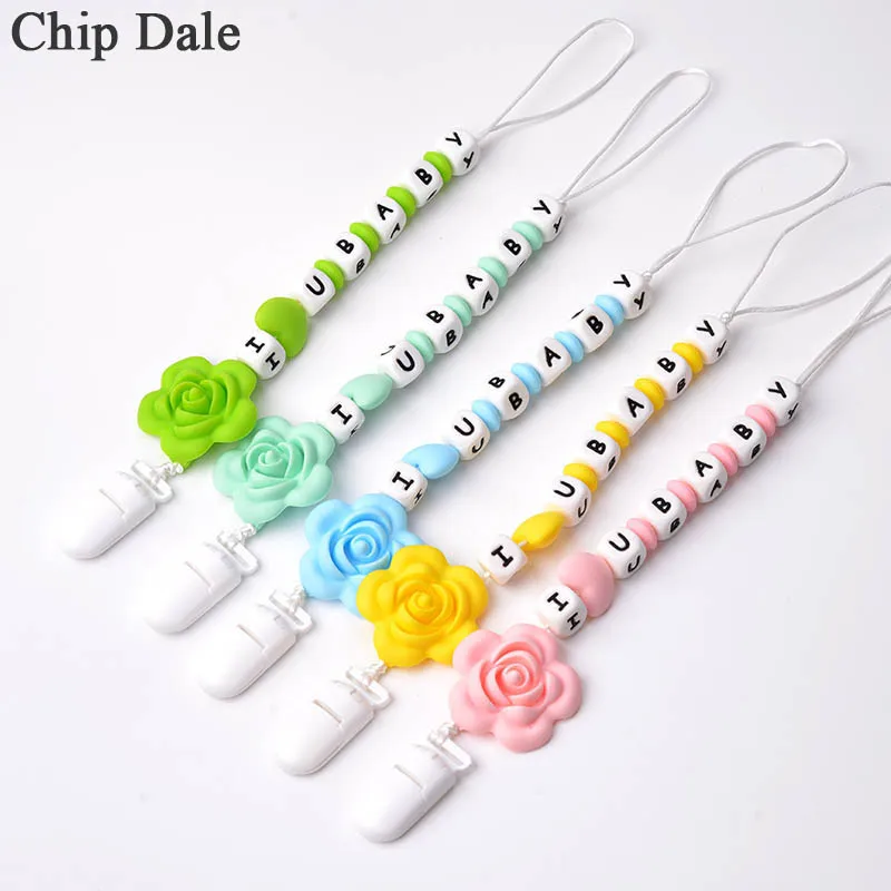 

Chip Dale Baby Pacifier Clip Chains BPA Free Baby Chewable Silicone Beads Baby Soother Chain Holder Dummy Clip Baby Shower Gift