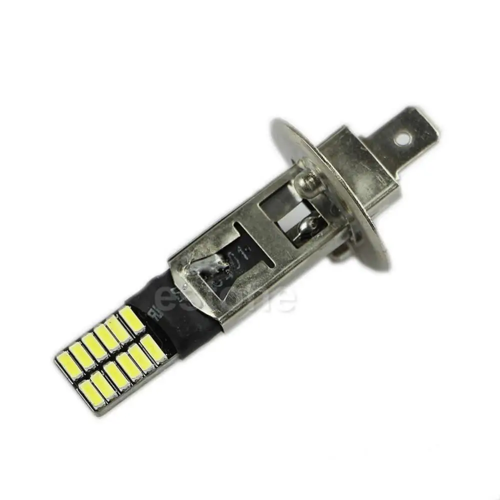 1 Pcs H1 24 LED Bulb Super Bright 4014-SMD Car Fog Lights DC 12V 6500K White Driving Day Running Lamp Replace 55W Halogen Bulbs