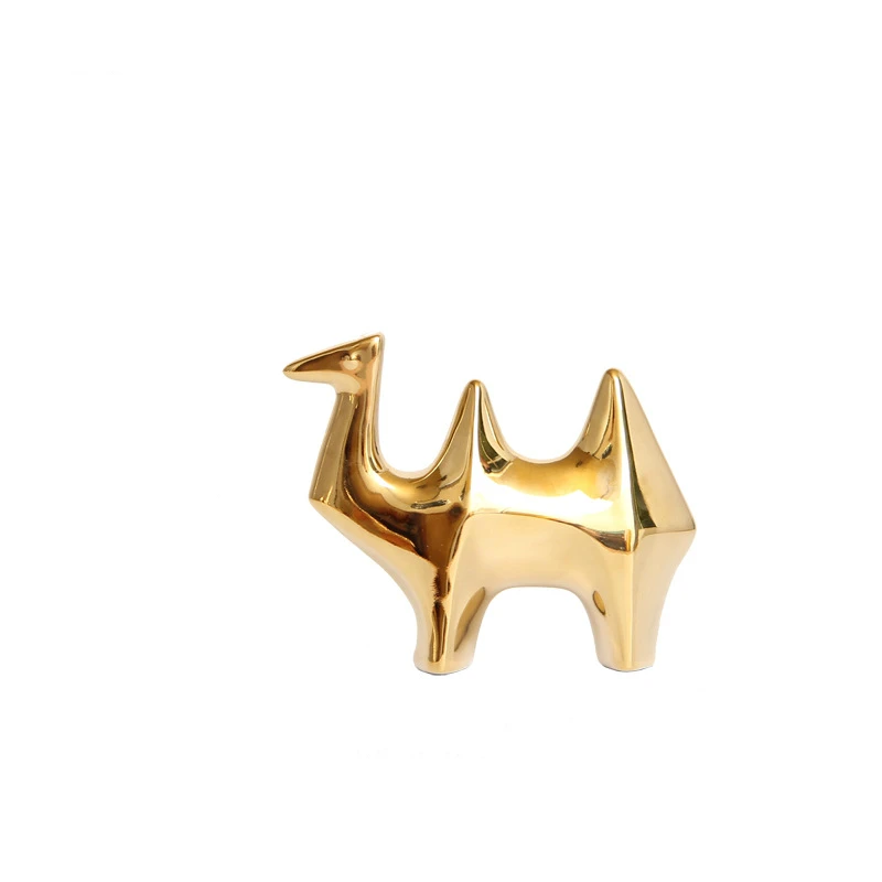 Golden-ceramic-animal-figurine-office-Ornament-Home-decoration-Giraffe-art-craft-Unicorn-Camel-figurine-statues-for