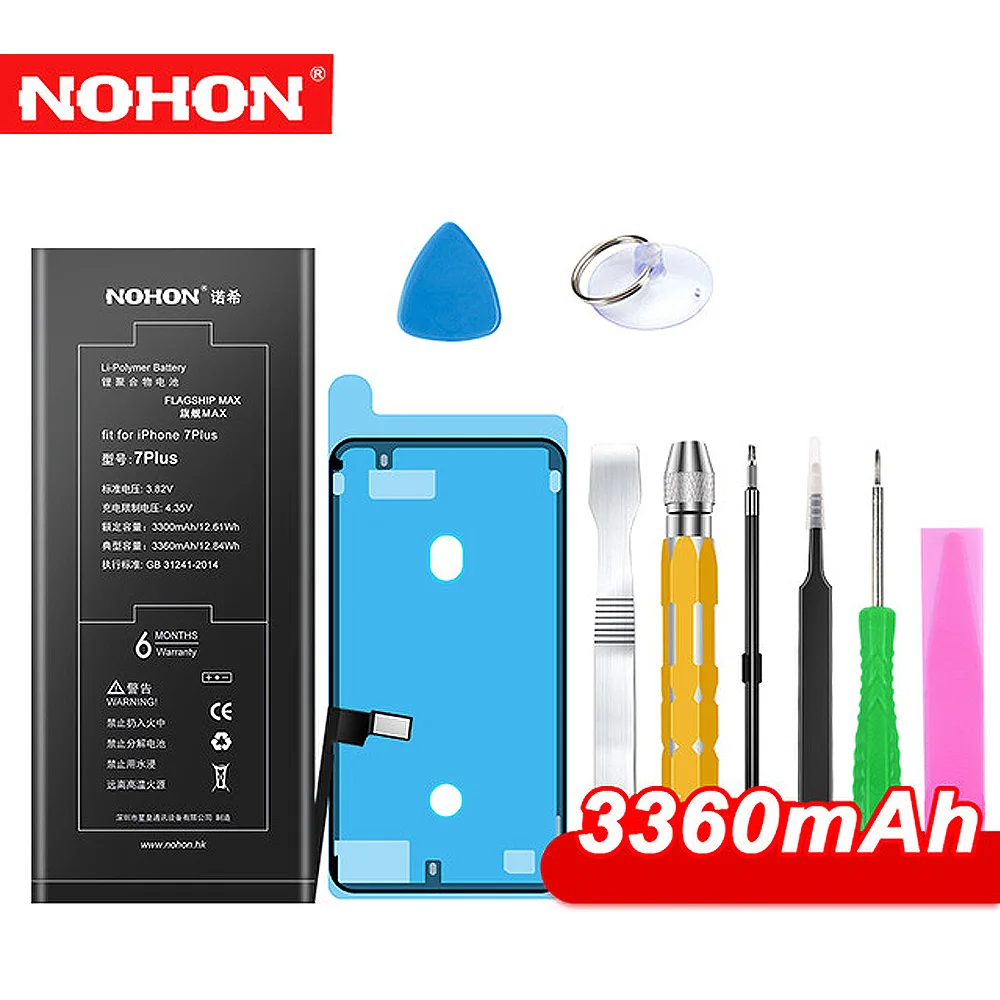 

NOHON Battery On For iPhone 7Plus 3360mAh Bateria Phone Replacement Batterie For Battery iPhone 7Plus High Capacity Battery