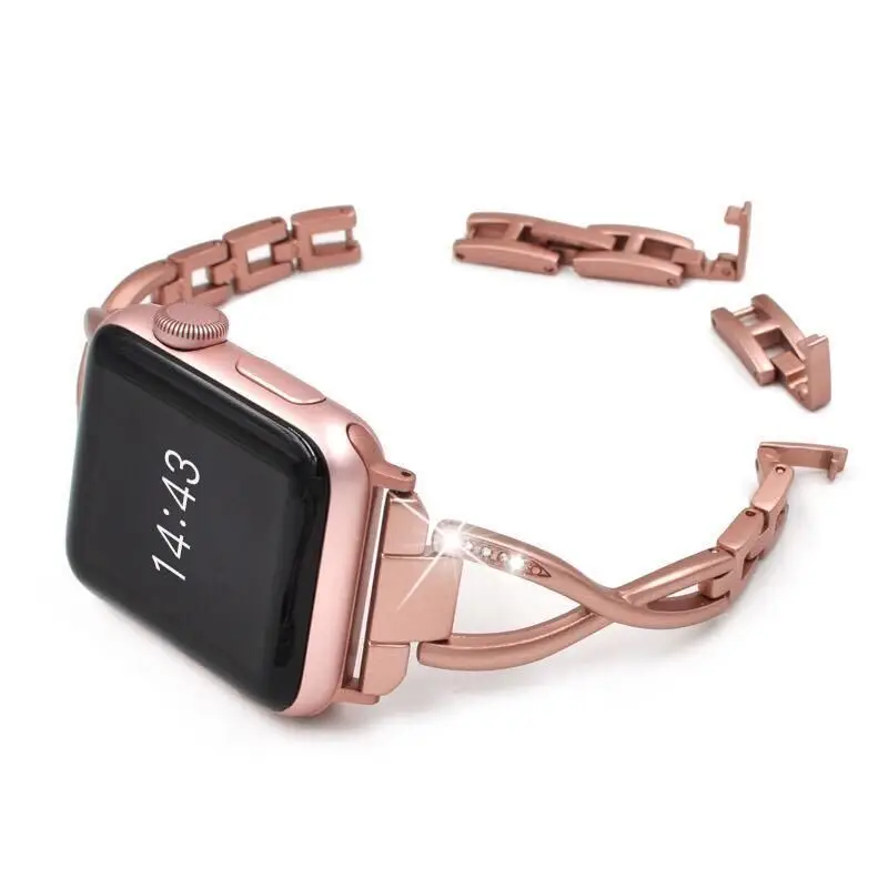 Luxury strap for Apple Watch Bands 38mm 42mm Adjustable Stainless Steel loop for iwatch belt
