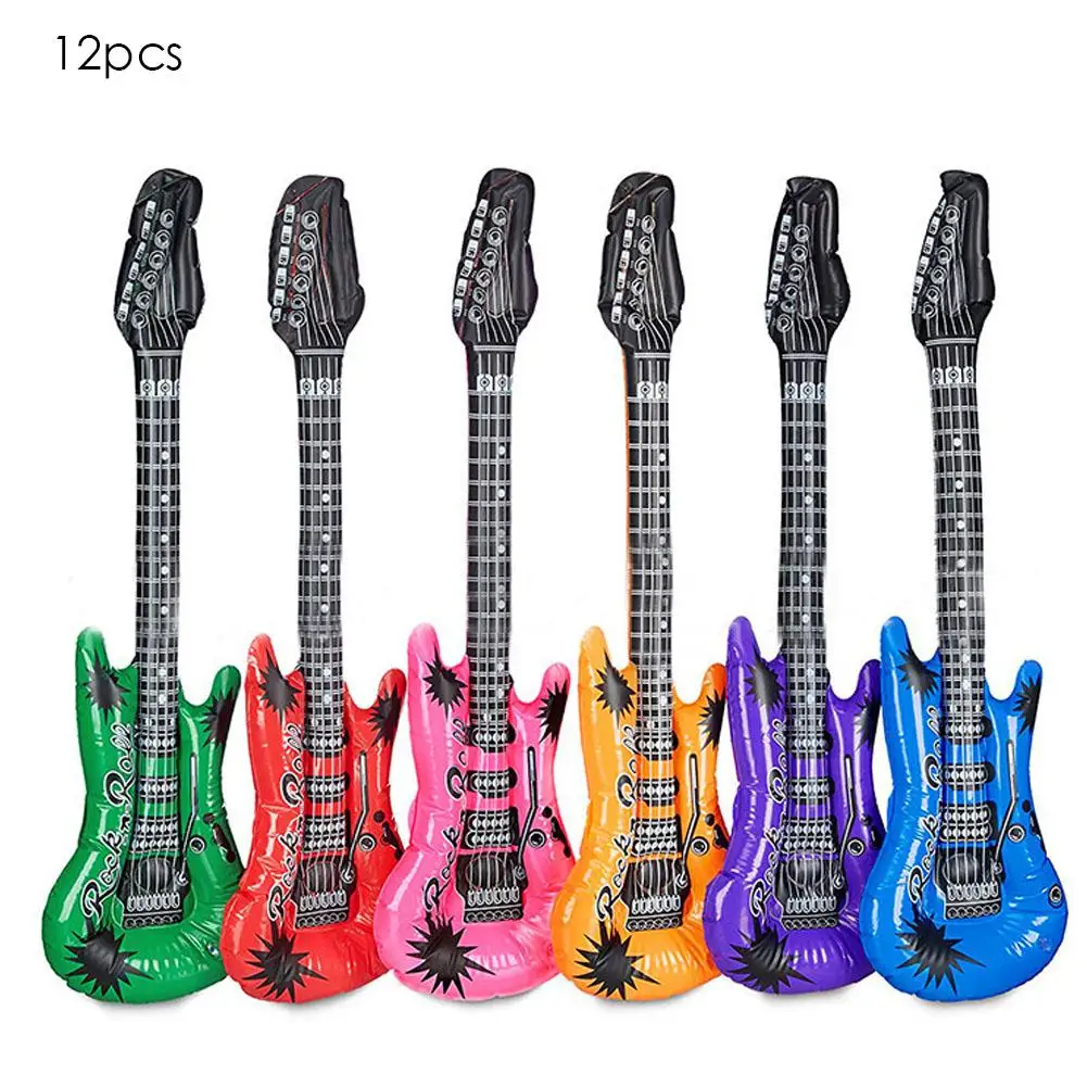 

12PCS Pack Set Wholesale Children Kids Toys Environmental Friendly Material Inflatable Guitar Set For Kids Christmas Gift
