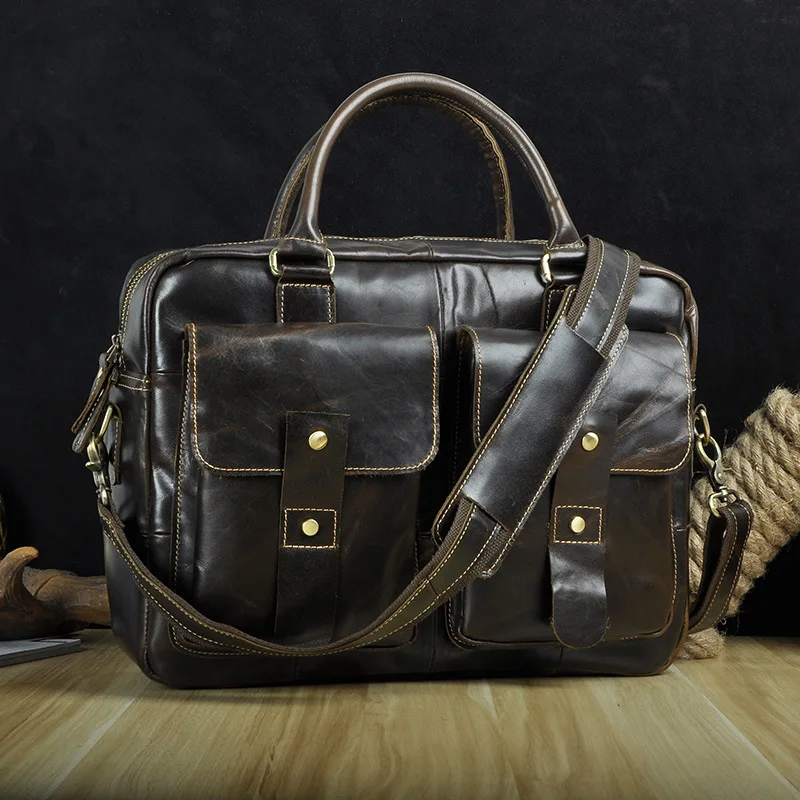 خمر جلد طبيعي 14' حقيبة أعمال محفظة الرجال حقيبة يد Crossbody حقيبة كتف الرجال رسول أعلى-حقائب بيد