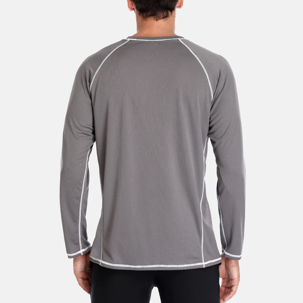 Charmleaks Men Hiking Shirt Rashguard Dry-Fit Long Sleeve Running Shirts Loose Fit Rash Guard Top UPF 50+ Breathable Beach Wear