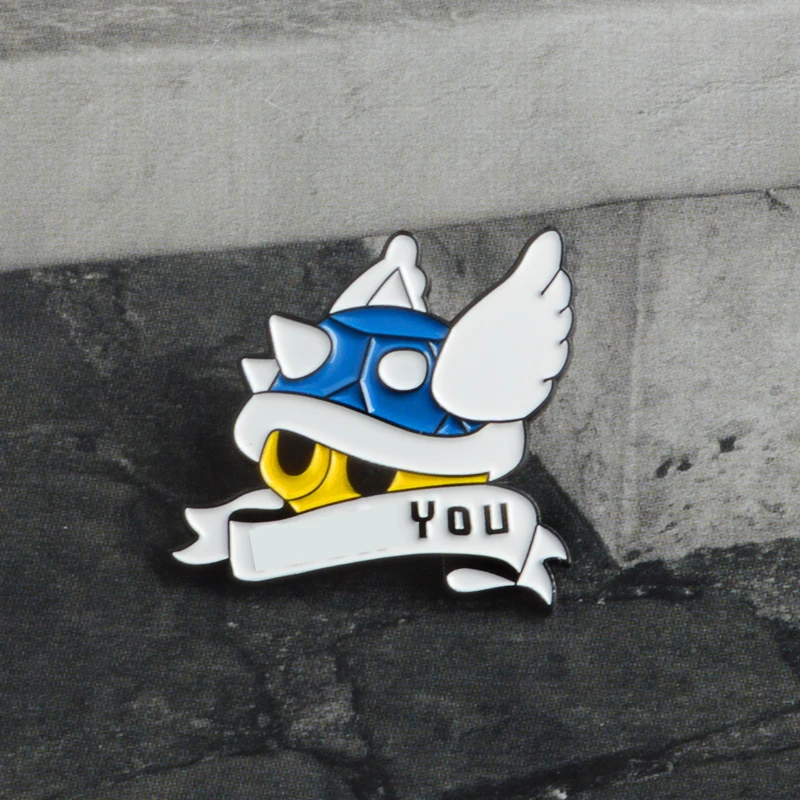 

Speed and stamina symbol Blue Shell Mario Kart Signature products Enamel Pin Badge for gamer children gift