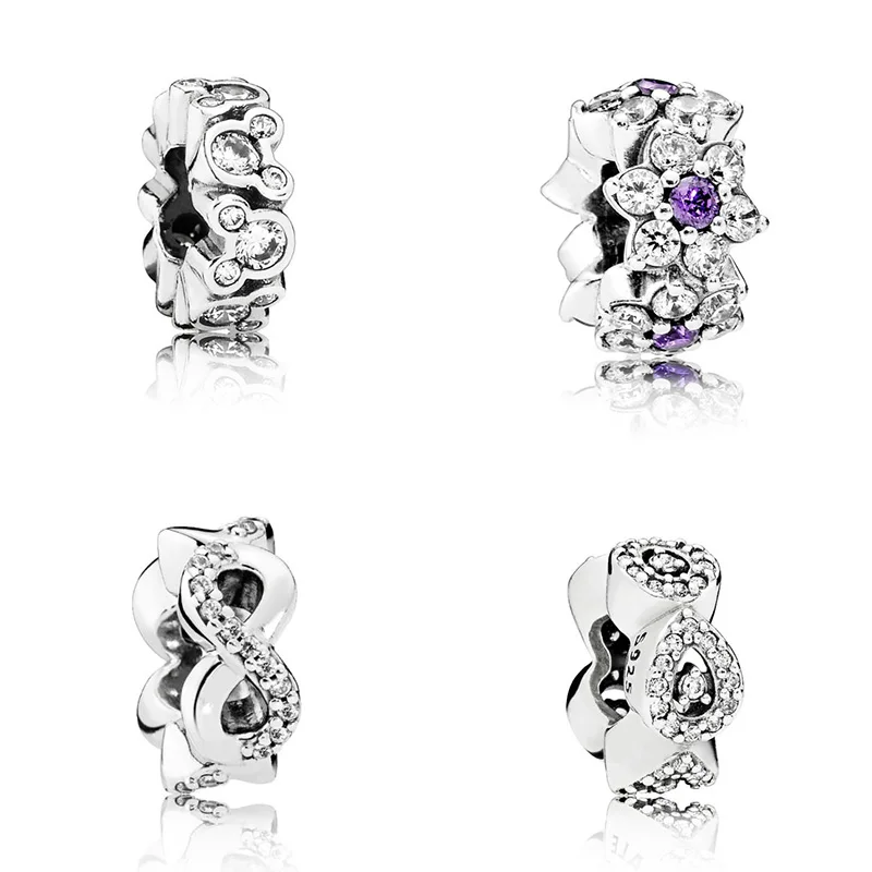 

925 Sterling Silver Beads Charms Silver Color Mouse Flower Crystal Bead for Diy Women Charms Bracelets & Bangles