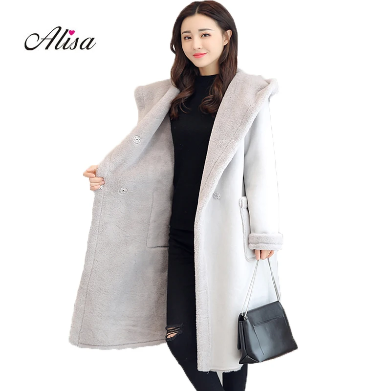 Winter Women Fashion Faux Suede Jacket 2018 New Longs Sleeve Hooded Medium Long Coat Solid Wool Keep Warm Loose Ladies Jackets Winter Women Fashion Faux Suede Jacket 2018 New Longs Sleeve Hooded Medium Long Coat Solid Wool Keep Warm Loose Ladies Jackets