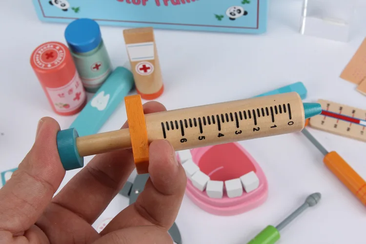 Детский деревянный игрушка «Доктор» набор небольшой медсестры инструмент для инъекций деревянный имитация стоматолог спецодежда