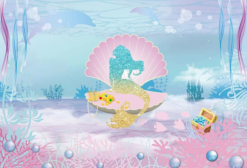 Picture Mermaid Background Baby Shower Photo Backgrounds Photography Vinyl Cloth Computer Print Under The Sea Backdrop Background Aliexpress