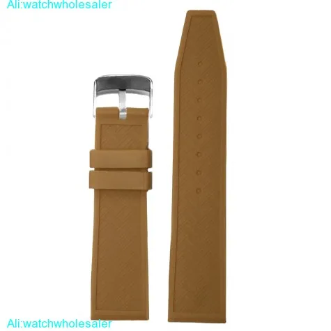 22mm Coffee Brown Silicone Jelly Rubber Ladies Men Watch Band Straps WB1075M22JB