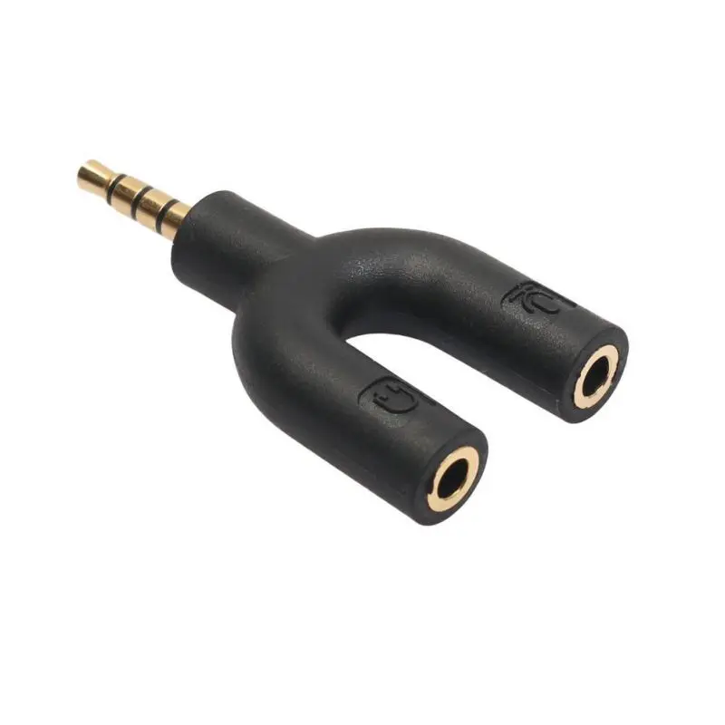 

EDAL New Design 3.5mm Stereo Audio Male to 2 Female Headset Mic TRRS Y Splitter Cable Adapter hot sale