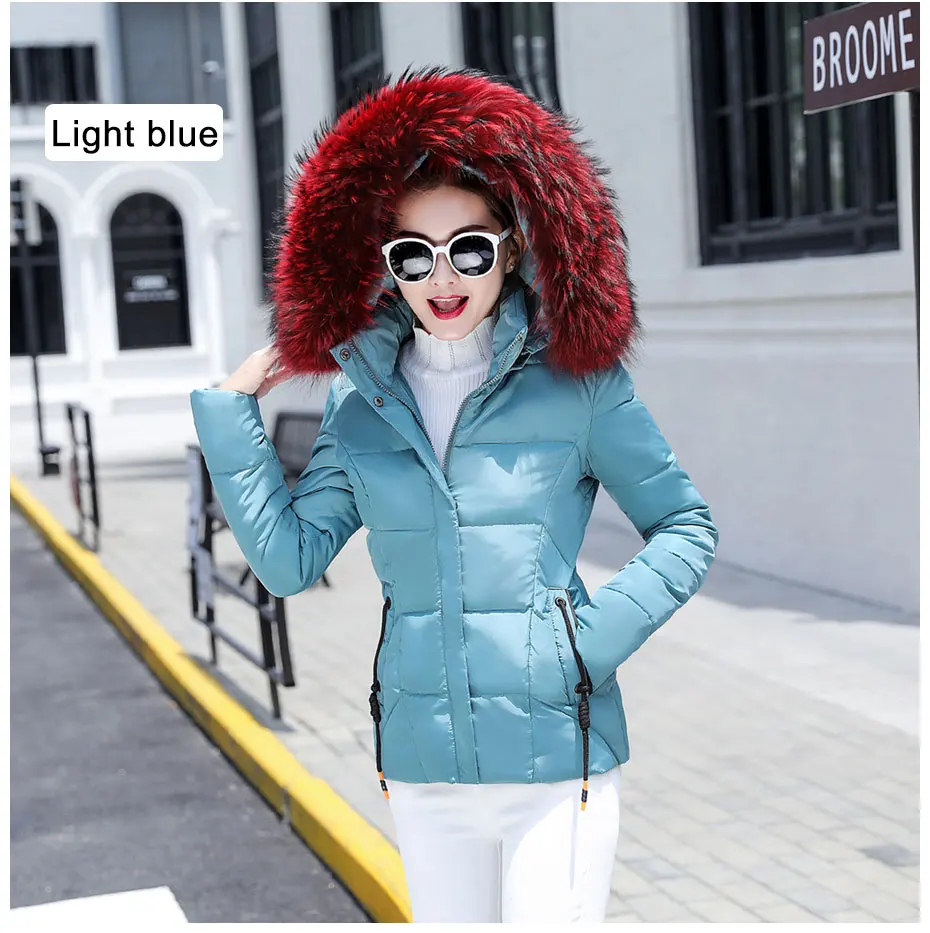 Зимняя женская куртка размера плюс, женские парки, плотная верхняя одежда, одноцветные пальто с капюшоном, короткие женские тонкие базовые Топы с хлопковой подкладкой
