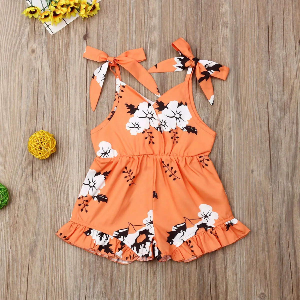 Children Clothes 1 2 3 4 5 6 Years age new cotton Sleeveless bow floral Romper Outfits Jumpsuit kids baby girls Clothing