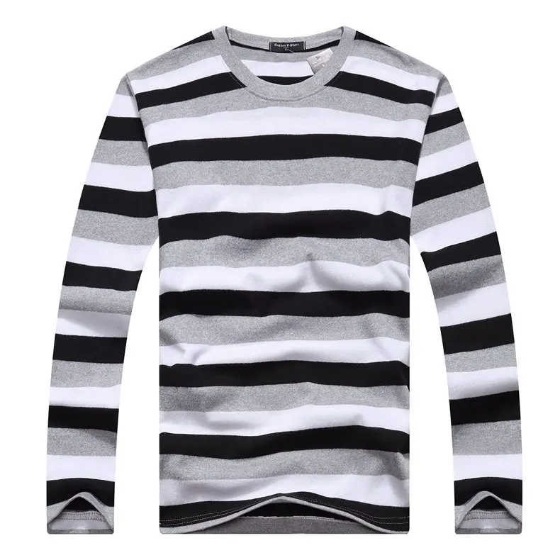 Cotton T-shirts Men Long Sleeve Mens TShirt Spring Autumn Brand Striped Male T shrits Dress Global Shopping Festival Drop-Ship 10