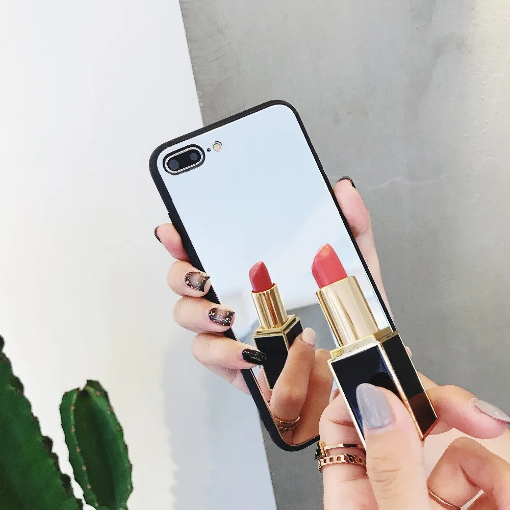STARKTNI Luxury Girl Makeup Mirror Phone Case For iphone X 7 8 Plus