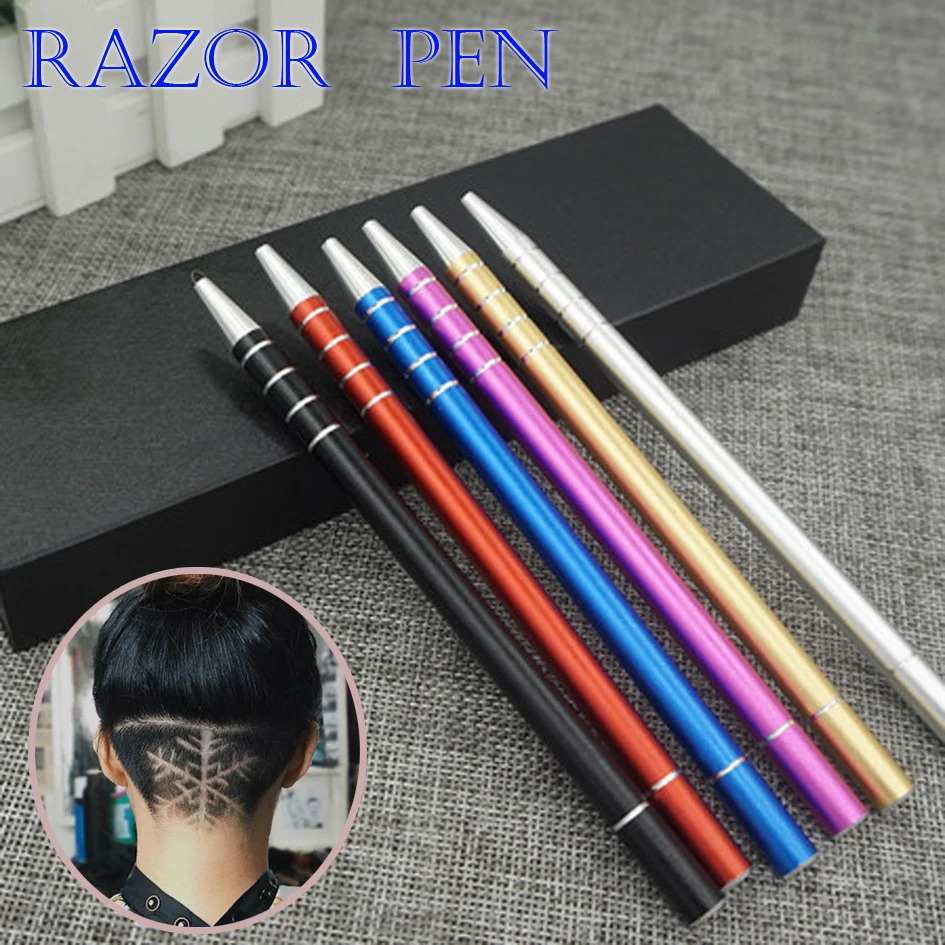 

SALE magic hair engraving pen razor pens Eyebrow shaving razor, multicolor stainless steel hair carving trace pen 10 blades