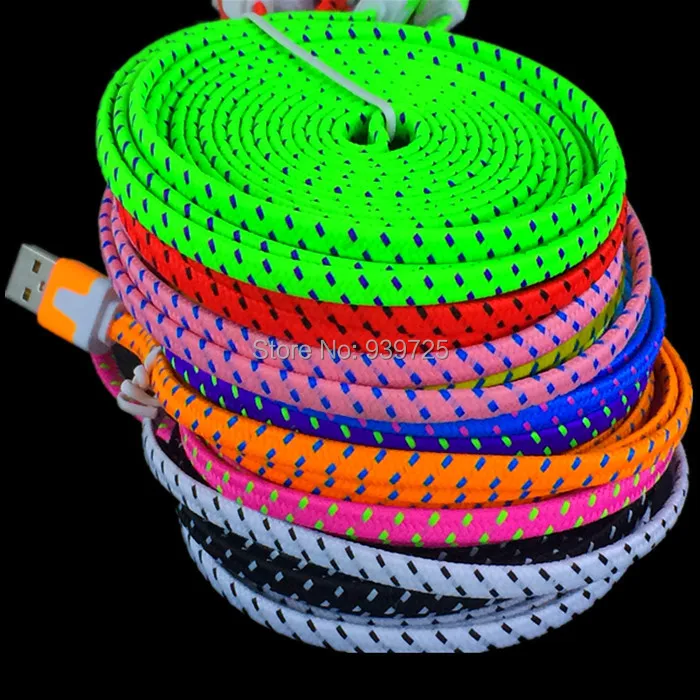 3 м 10 футов тканевая плетеная плоская лапша кабель аксессуар пряди для мобильного телефона 7 8 6 6 plus 5 5S 500 шт
