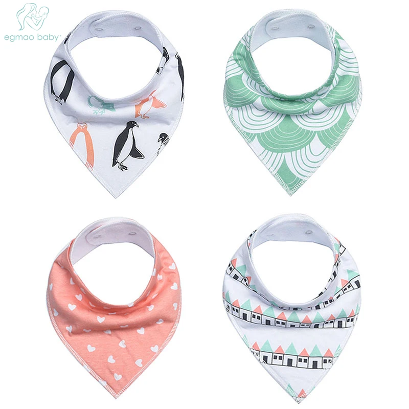 

4pcs/lot Designed for baby Boys Girls Burp Cloths Saliva Towel Drool Bibs 100% Cotton Soft Absorbent Teething Bandana Baby Bibs