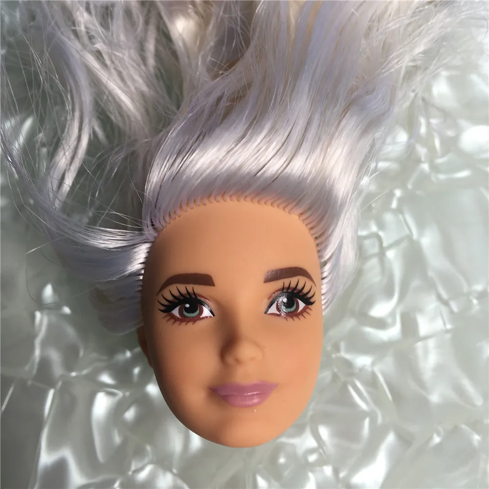 

Perfect Princess Silver Hair Doll Head Girl Play House DIY Dressing Toy Cake Decors Collection Doll Head For Girl Birthday Gifts