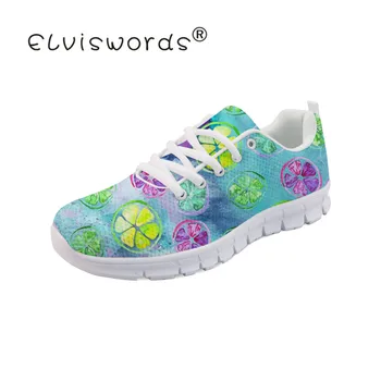 

ELVISWORDS New Lemon Printing Sneakers Woman Mesh Flats Shoe Ladies Plat form Ladies Shoes For Women Non-slip Footwears 2019
