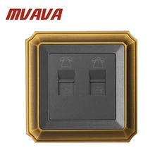 Mvava двойной электрический Универсальный тел RJ11 розетки стене телефон Джек выходе Роскошные Декоративные Бронзовая Панель