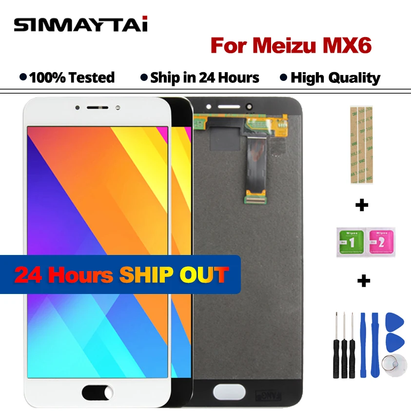 Sinmaytai 5 дюймов белый/черный для Meizu MX6 ЖК-экран + сенсорный дигитайзер с рамкой