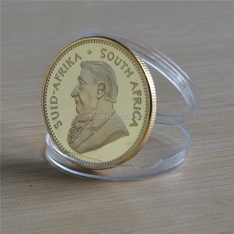 5 шт./лот 1 унций тонкая позолоченная холодная монета. Южная Африка Krugerrand 1972 год копия монеты, сувенирная Золотая монета
