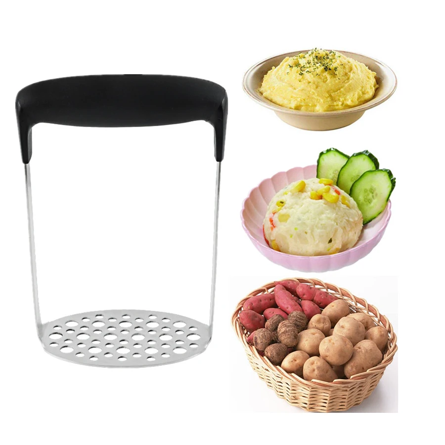 1 pc Potato Masher Stainless Steel Smooth Mashed Potatoes Sweet Potato Making Tools Fruit