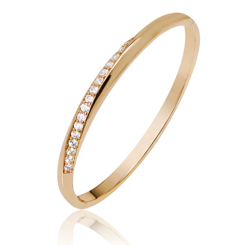 

MxGxFam Fashion Bangle Bracelet Jewelry For Women Gold Color 18 k AAA+ Artificial Zircon No Skin Allergy Nickel Free