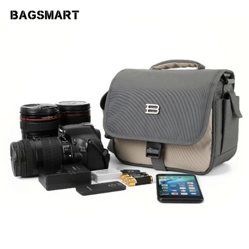 

BAGSMART Nylon Brand Camera Bag Travel Crossbody Bag DSLR Camera Shoulder Bag Handbag for Canon Nikon Lens