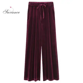 

Suvance Autumn Casual Solid Color High Waist Loose Plus Size M-6XL Women Wide Leg Pants
